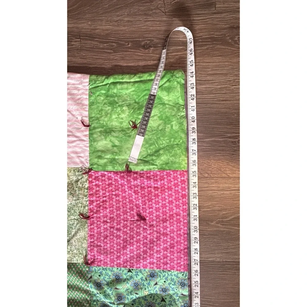 Vintage Multicolor Quilt, Yarn‎ Tied, Signed By Artist 44x36